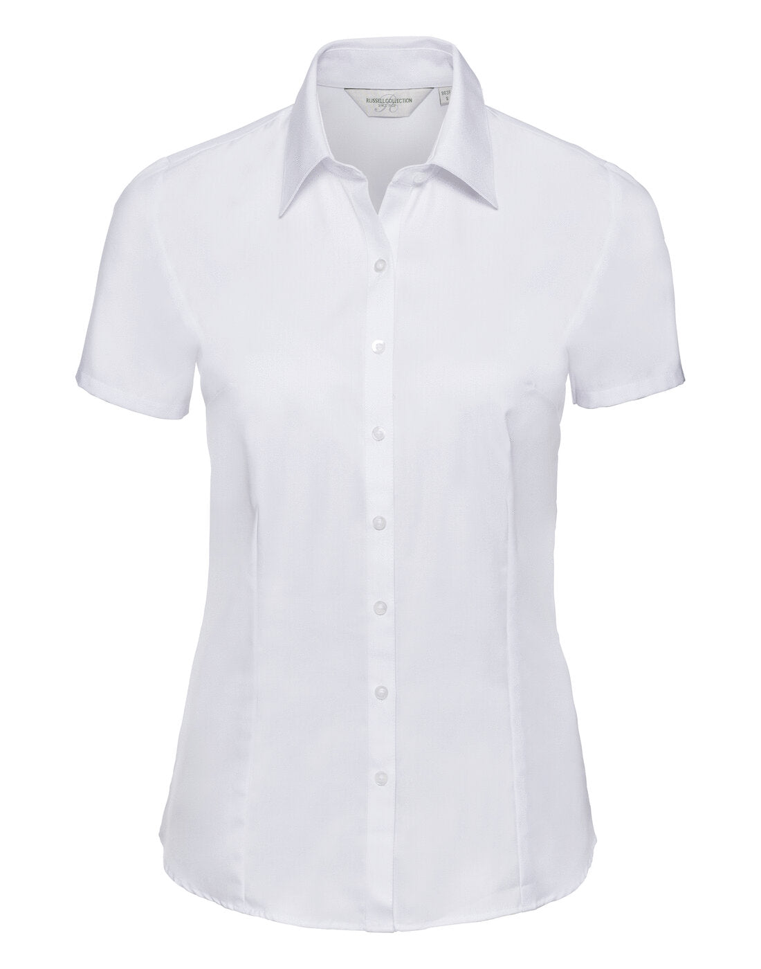Russell Ladies Short Sleeve Herringbone Shirt White