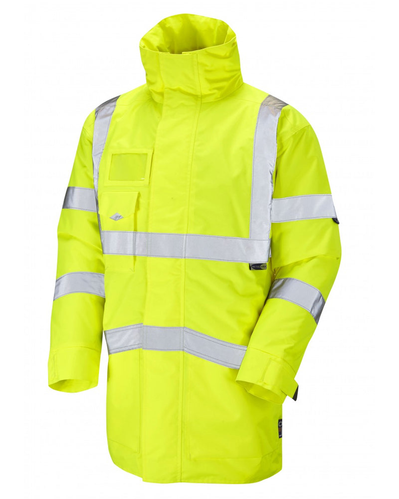 Leo Workwear Marwood yellow high-visibility safety vest ideal for safe and visible workwear