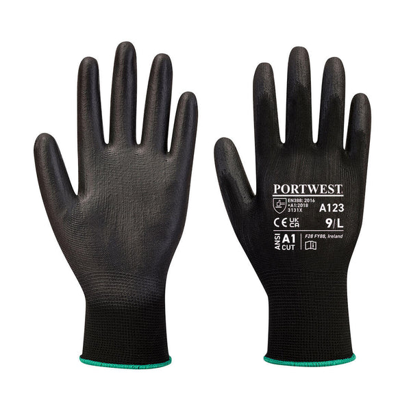 Black Portwest A123 Polka Dot Glove with PVC dots for enhanced grip.