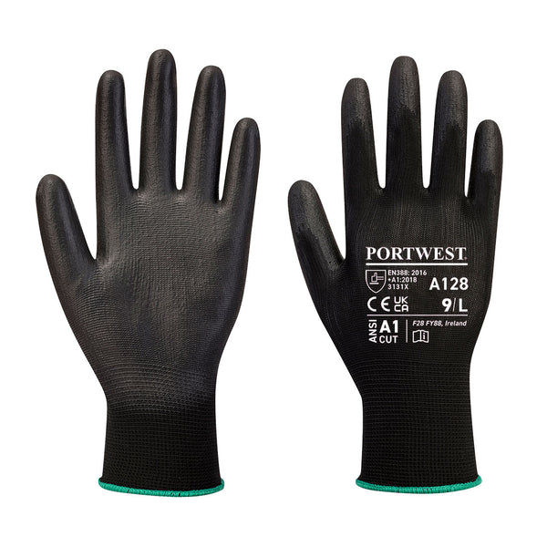 Black Portwest A128 Thermal Glove with PVC dot palm for extra grip.