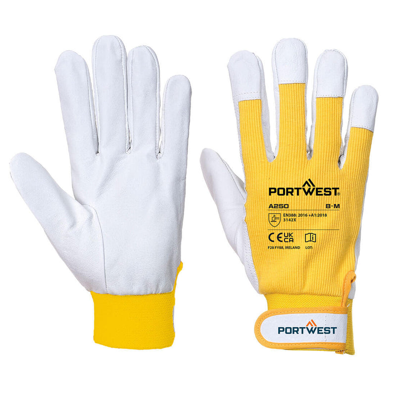 Yellow Portwest A250 Nitrile Foam Coated work glove.