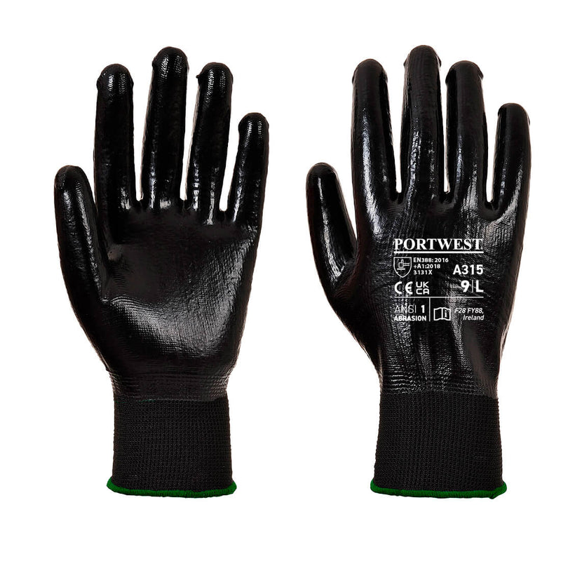 Black Portwest A315 Nitrile Foam 3/4 Coated Glove.