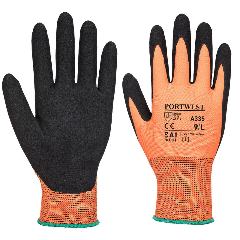 Orange and black Portwest A335 Cold-Pro Latex thermal glove.