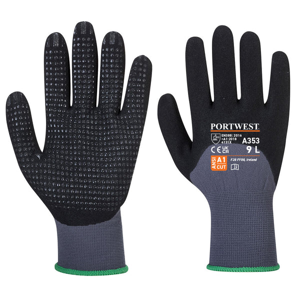 Grey Portwest A353 PU Cut Resistant Glove with highest cut level F protection.