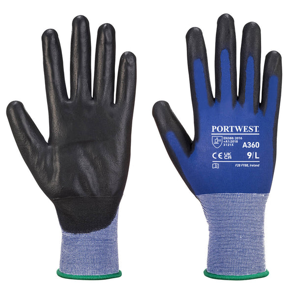 Blue Portwest A360 Nitrile Micro-Dot Cut Resistant Glove, cut level C.