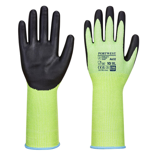 Green and black Portwest A632 Dexti-Cut Nitrile Foam Glove, level E.