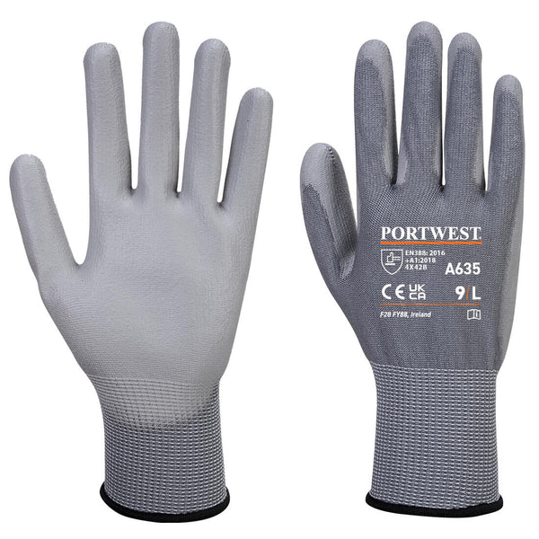 Grey Portwest A635 PU Cut-Resistant Glove, highest cut level F.