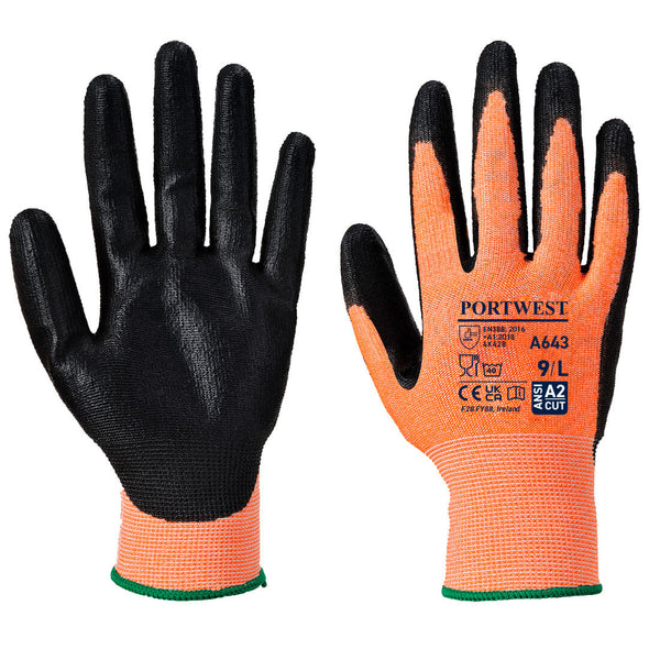 Amber Portwest A643 Senti-Flex Cut-Resistant Glove, level F protection.