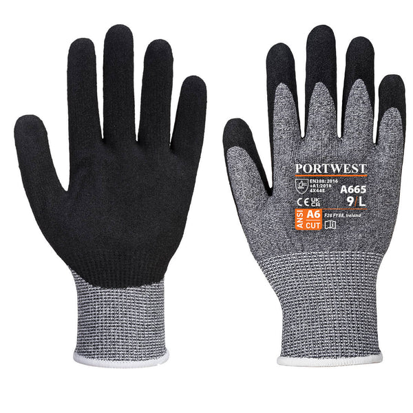 Grey Portwest A665 Dexti-Grip Cut-Resistant Glove, cut level E.