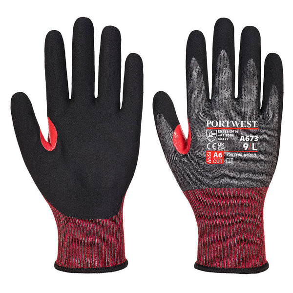 Black Portwest A673 Impact Glove with nitrile foam grip.