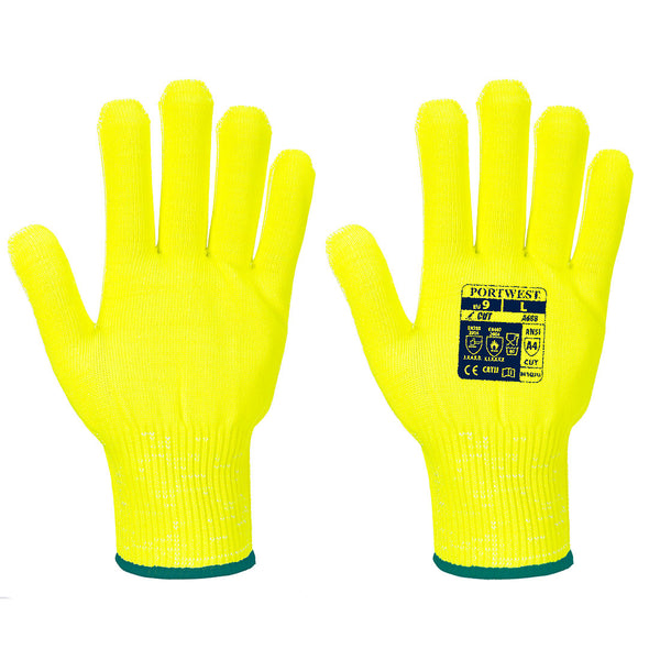 Hi-vis yellow Portwest A688 Anti-Vibration Glove for power tool use.