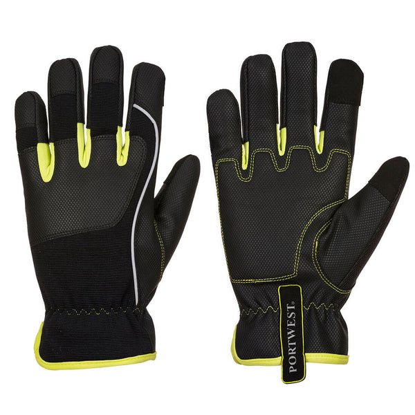 Black and yellow Portwest A771 DermiFlex Aqua Glove.
