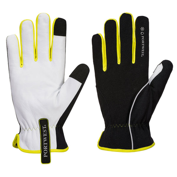 Black and yellow Portwest A776 Dermi-Grip Impact Glove.