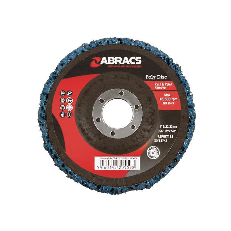 A 115mm blue poly disc from Abracs for extra-long life stripping and cleaning.