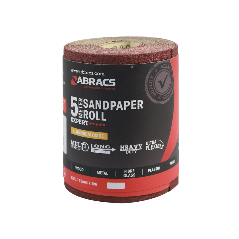 Roll of Abracs 115mm x 5m general-purpose sandpaper in a 150 grit.