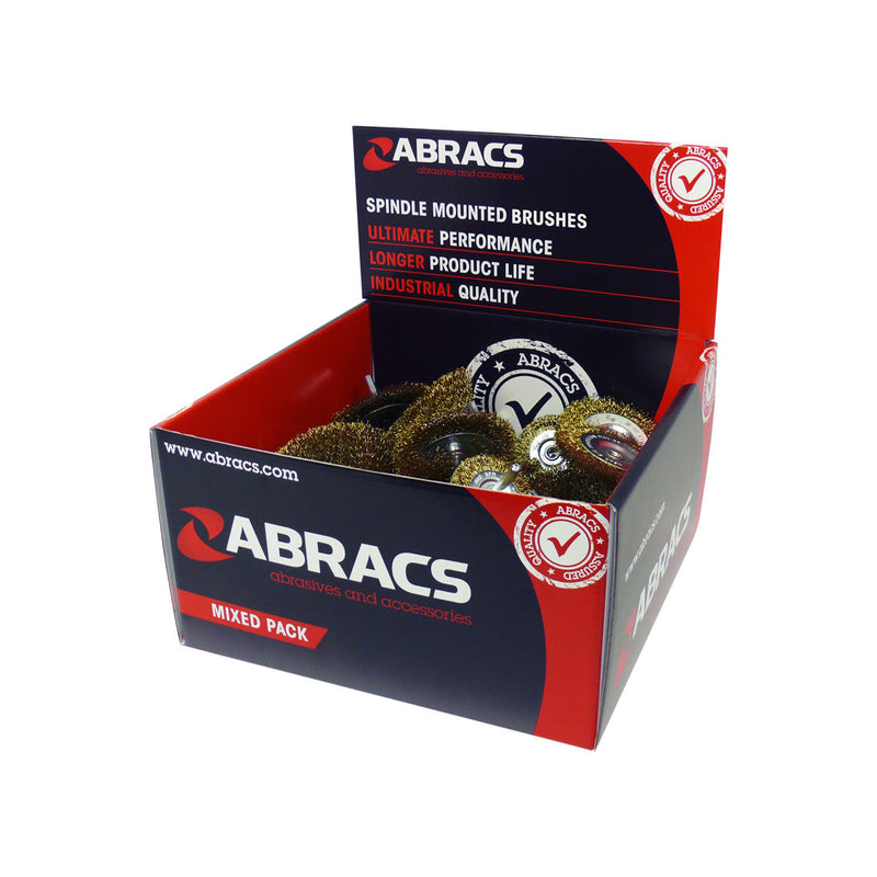 Abracs 40-piece display pack of various spindle-mounted wire brushes.