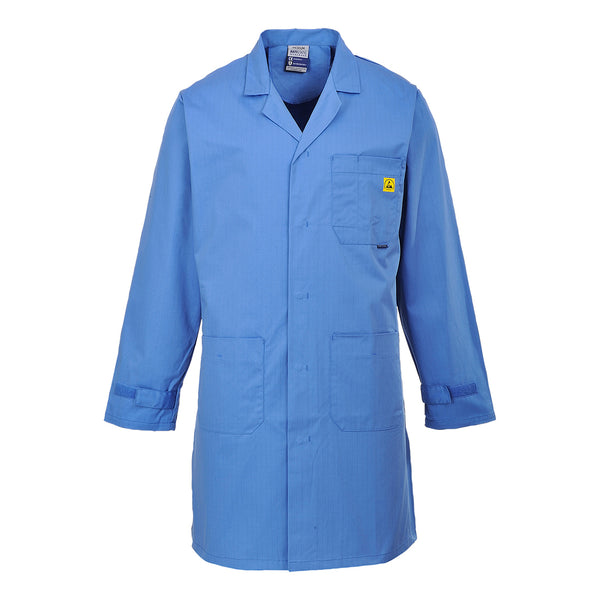Portwest Anti-Static ESD Coat AS10 in hospital blue. For static control.