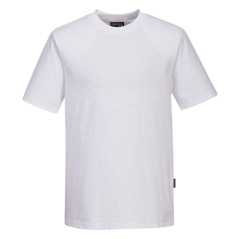 Portwest Anti-Static ESD T-Shirt AS20 in white. ESD safe.