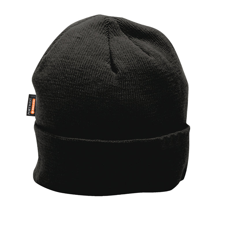 Portwest Knit Hat with Insulatex Lining (B013) in black.