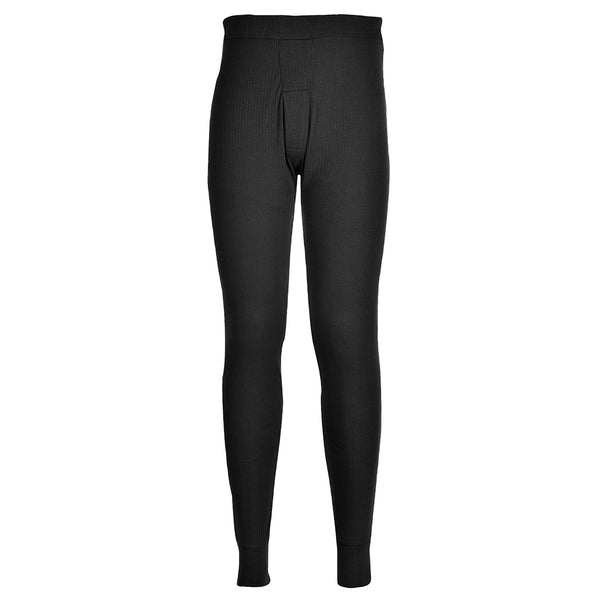 Black ribbed thermal long johns with elastic waistband