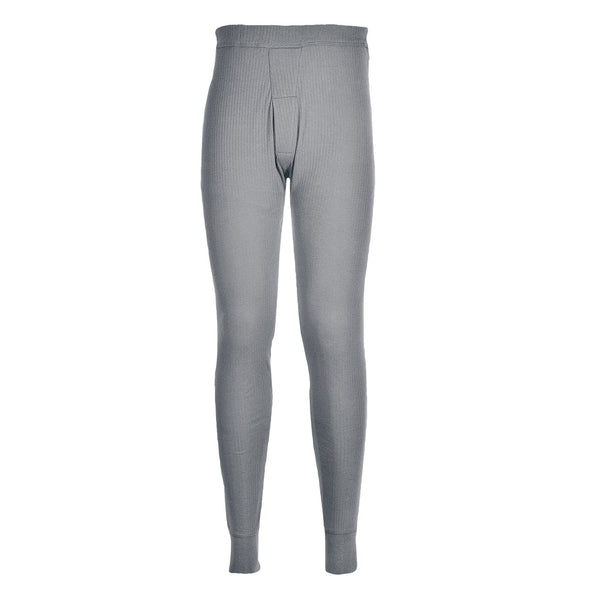 Grey ribbed thermal long johns with elastic waistband