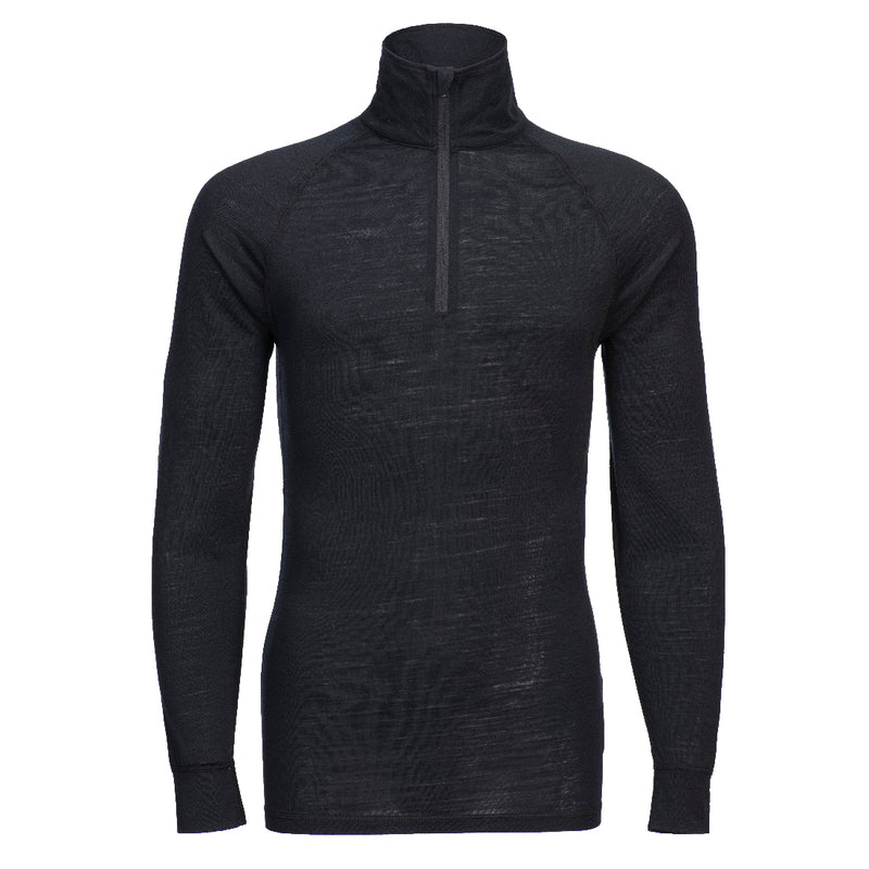 Front view of the black Portwest Merino Wool 1/4 Zip Top B184, showing the zip neck detail.