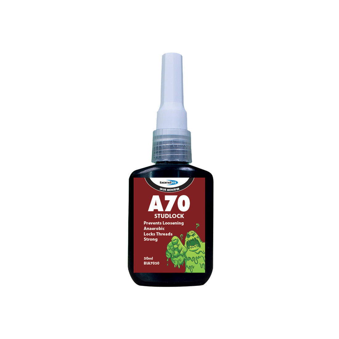 A70 Studlock. Red. Size 50ml.