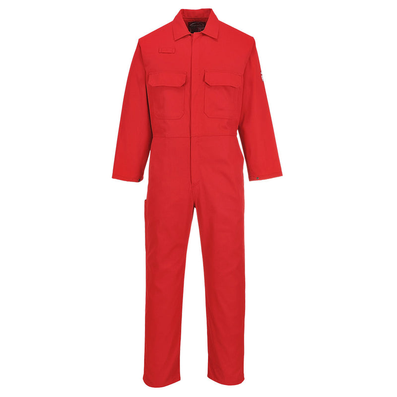 Portwest coverall in red with high visibility tape
