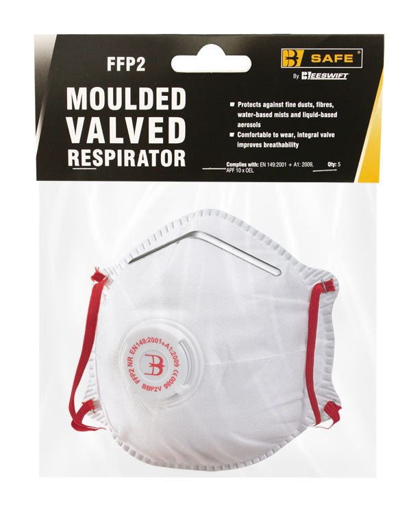 Beeswift FFP2V Moulded Valved Respirator 5 Pack