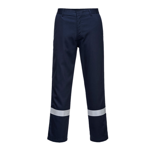 Portwest Flame-Resistant Trouser with reflective tape in navy.