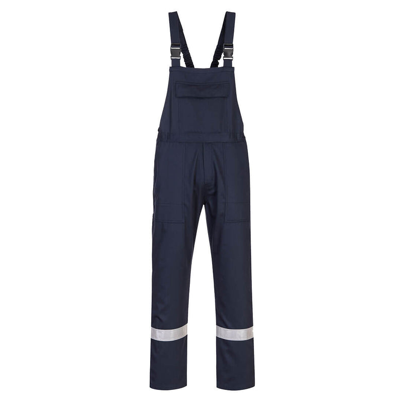 Portwest Bizweld Iona Bib & Brace (BZ17) in navy with reflective tape for enhanced visibility.