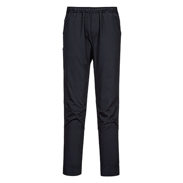 Portwest Surrey Chef's Trouser in black with piped detailing.