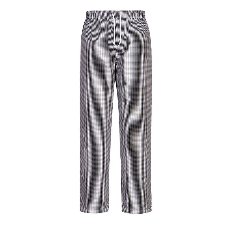 Portwest Bromley Chef's Trouser with royal blue check pattern.