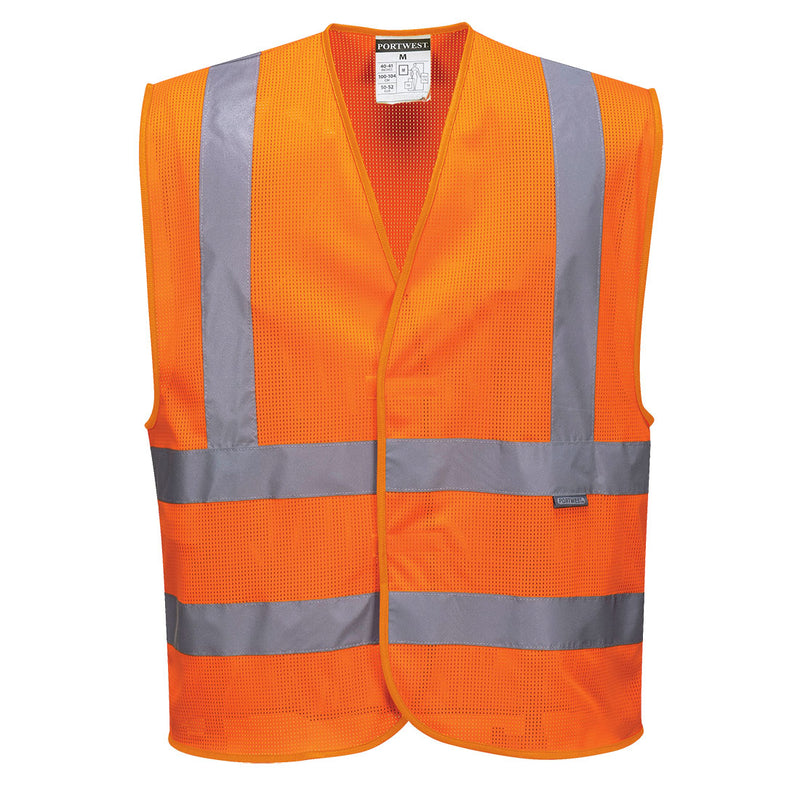 Bright orange athletic fabric, breathable and stretchy for activewear.