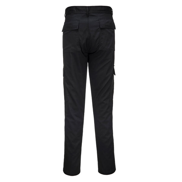 Portwest C711 Slim Fit Combat Trousers in black.