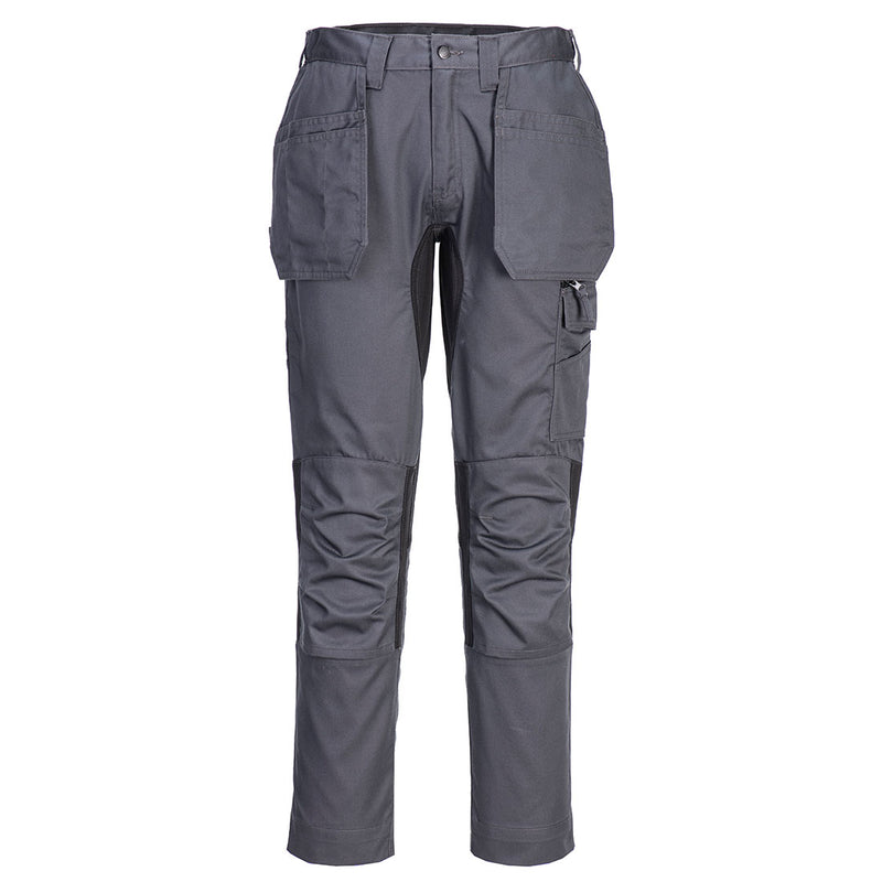 Portwest CD883 WX2 Eco Stretch Holster Trousers in metal grey.