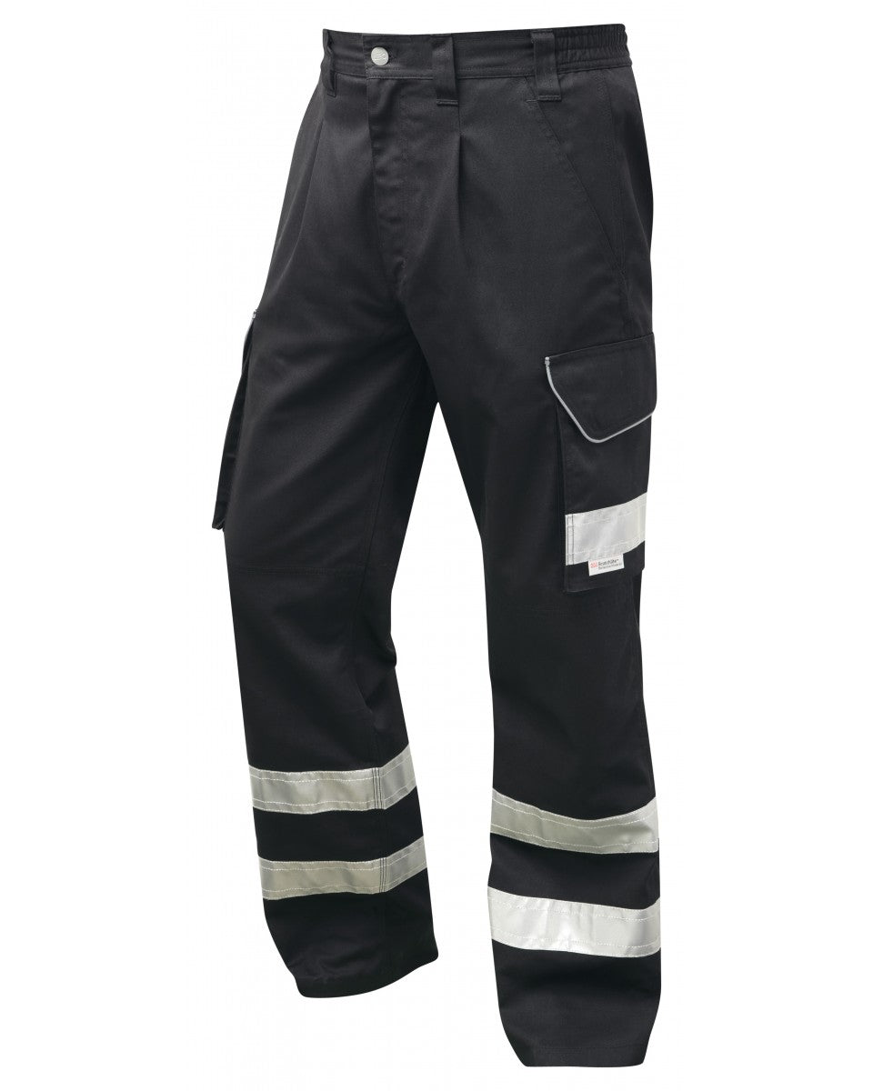 Leo Workwear Ilfracombe Cargo Style Reflective Poly/Cotton Trousers