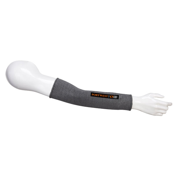 A grey Portwest CT Cut F7 Sleeve, model CT90GRR.