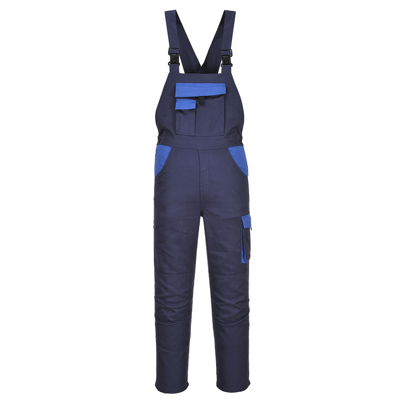Portwest Bizflame Industry Two-Tone Bib and Brace (FR07) in a stylish grey and red design.