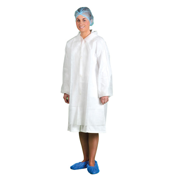 White Portwest disposable visitors coat for sanitation