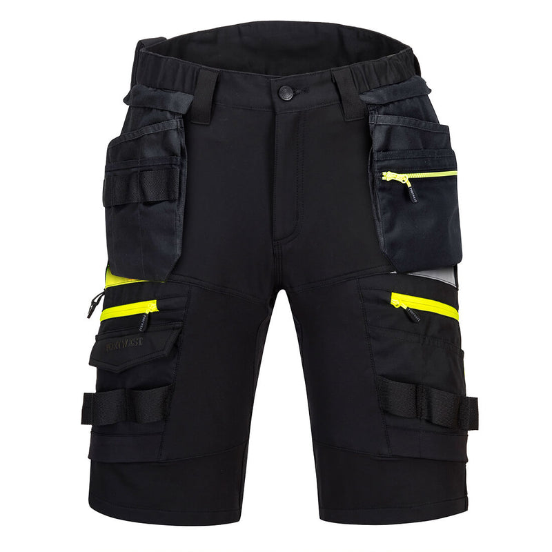 Front view of the Portwest DX4 Holster Shorts in black.