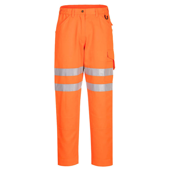 Portwest Eco Hi-Vis Work Trouser in orange.