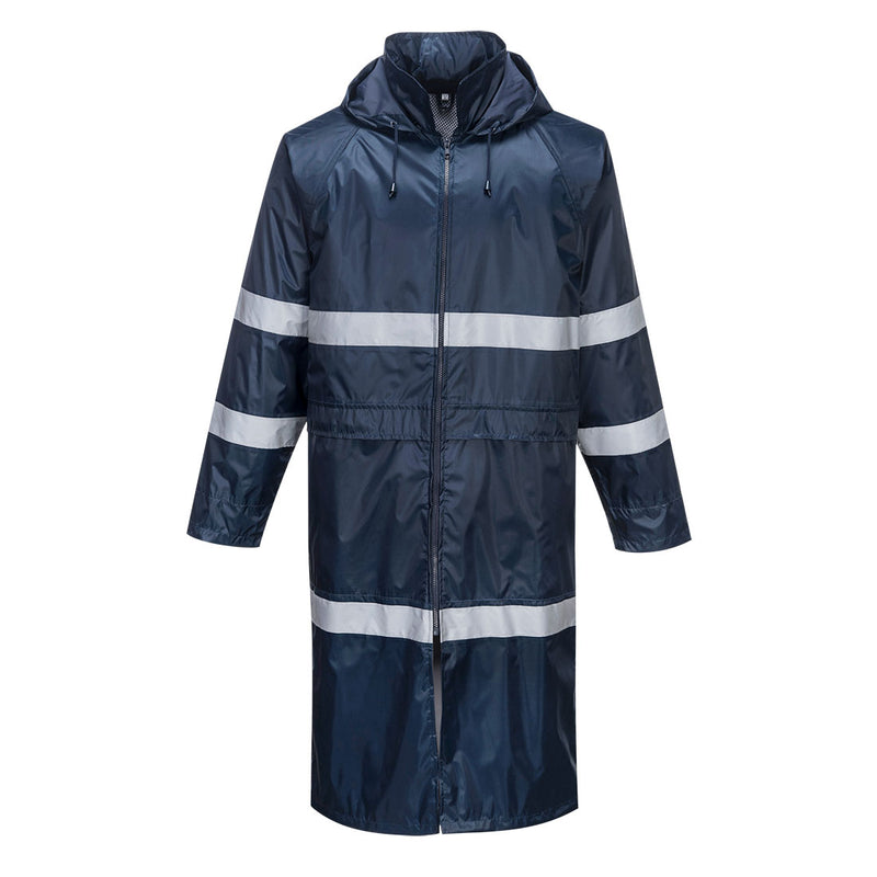Navy blue Portwest Classic Iona Rain Coat offering reliable waterproof protection.