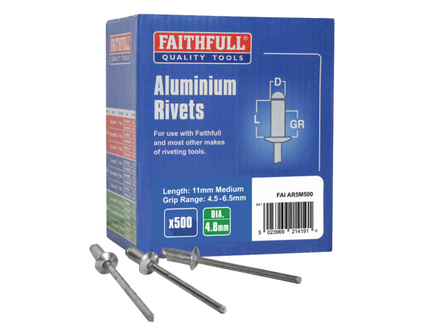 Faithfull Aluminium Rivets, Bulk Pack