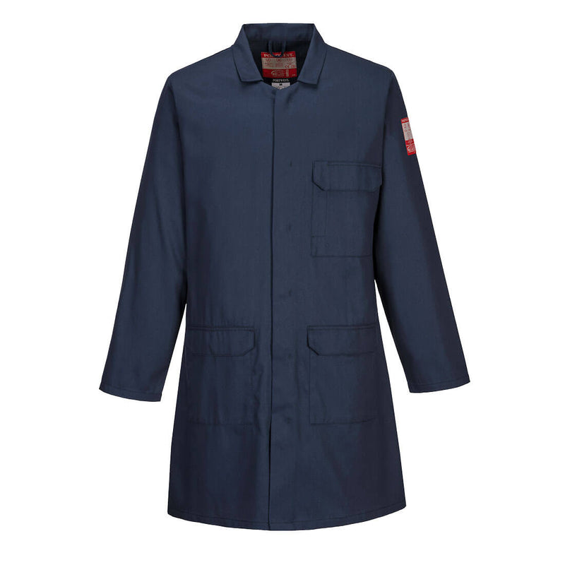 Portwest FR34 standard navy coat – Portwest flame-resistant long-length outerwear