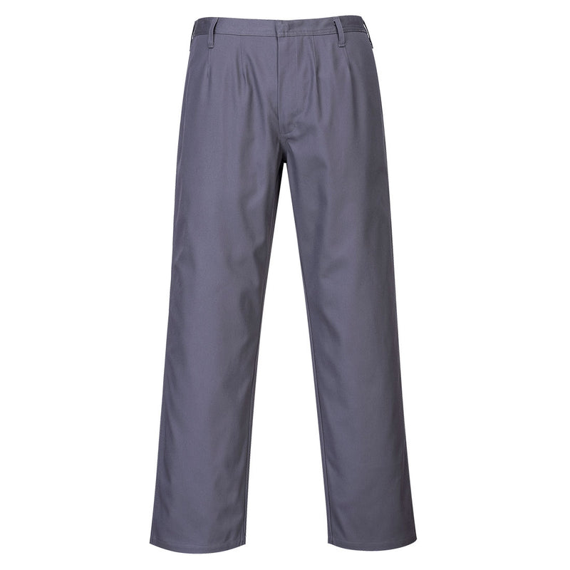 Grey Portwest Bizflame Pro Trousers shown in a studio shot.