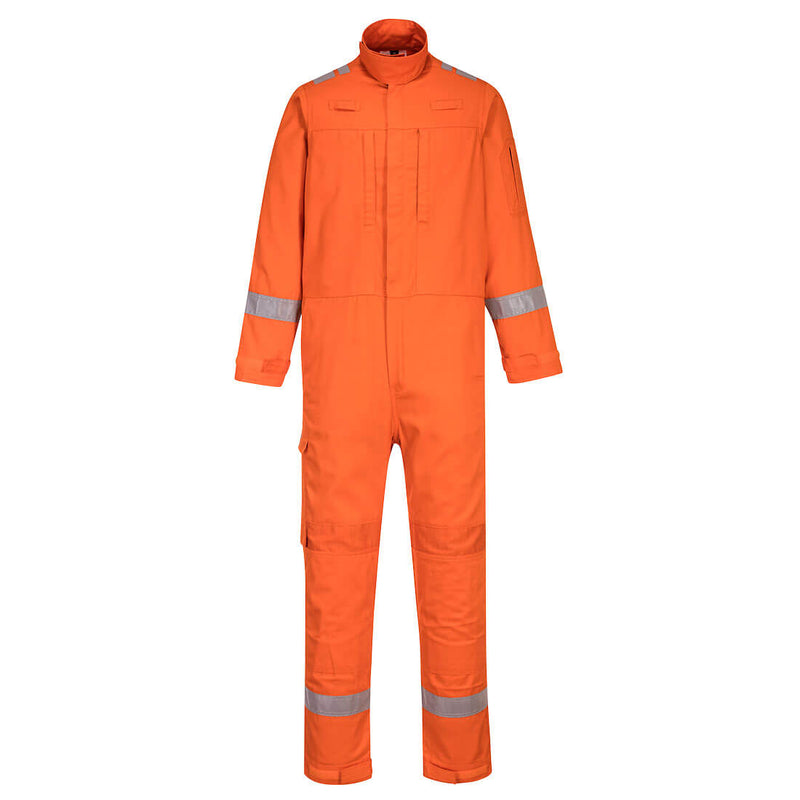 Orange Portwest Bizflame Stretch Panelled Coverall FR501 with ergonomic design and FR fabric