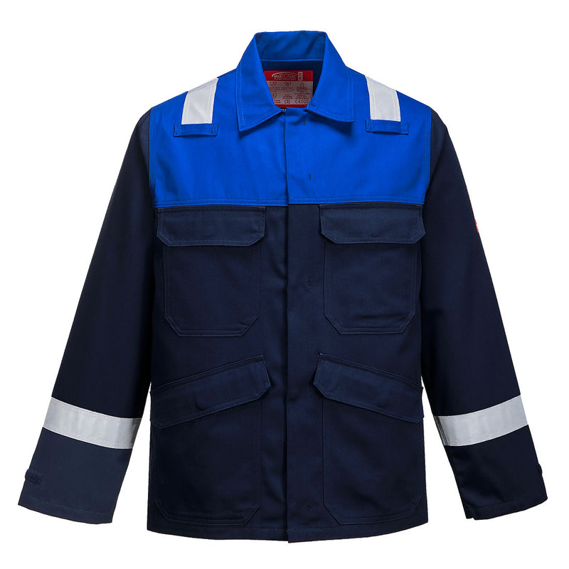Navy/Red Portwest Bizflame Plus Jacket FR55 with FR protection and reflective trim