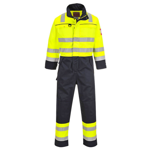 Yellow/Navy Portwest Hi-Vis Multi Norm Coverall FR60 offering enhanced protection visibility