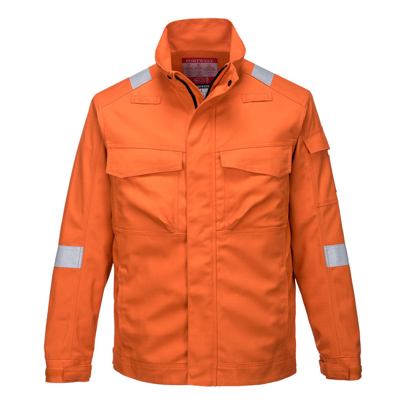 Orange Portwest Bizflame Ultra Jacket FR68 featuring high FR performance and durability